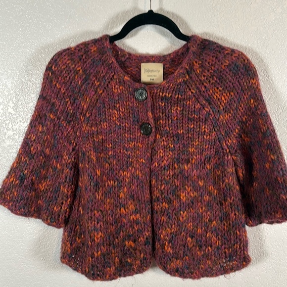 Relativity Colorful Y2K Artsy Bolero Alpaca Wool Blend Chunky Sweater Size PM - Picture 1 of 7